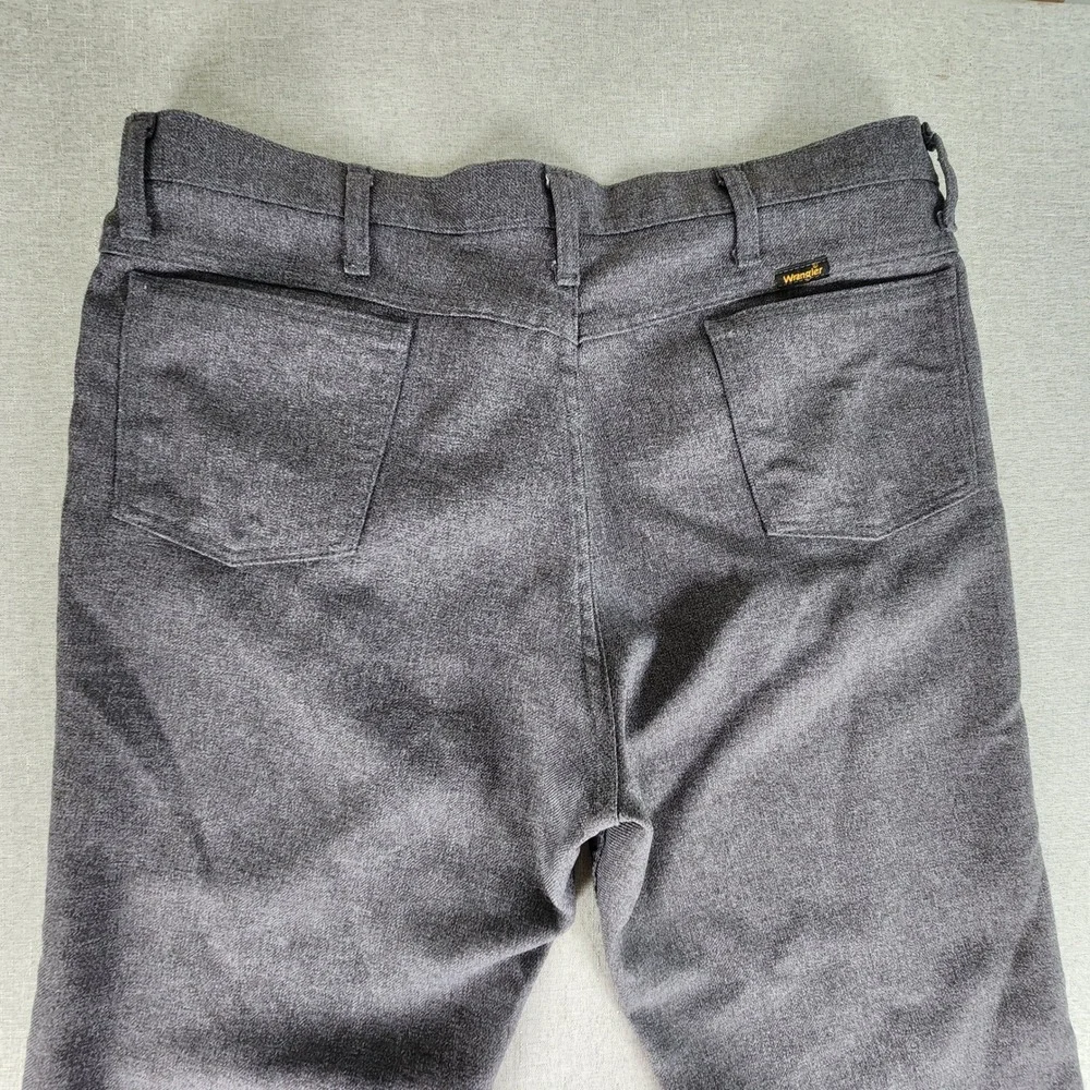 Wrangler 82HG Mens Heather Charcoal Gray Polyester Dress Pants 38x25 Flat Front